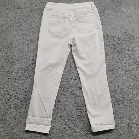 White House Black Market Jeans Womens 4 White Straight Distressed Ripped Cropped - Picture 7 of 15